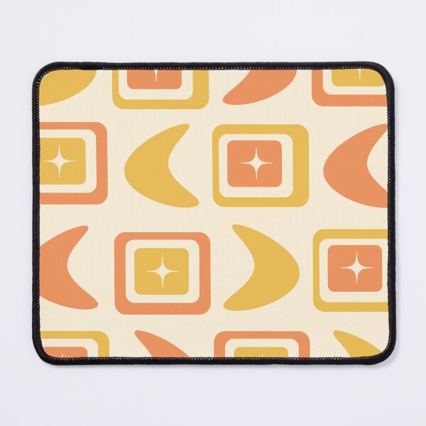 Item preview, Mid Century Modern vintage squares with boomerangs in coral and orange  designed and sold by Yasminepatterns .