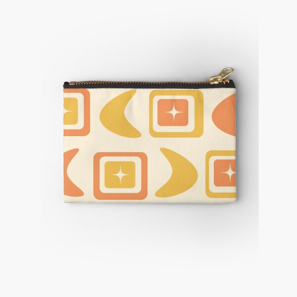 Item preview, Mid Century Modern vintage squares with boomerangs in coral and orange  designed and sold by Yasminepatterns .