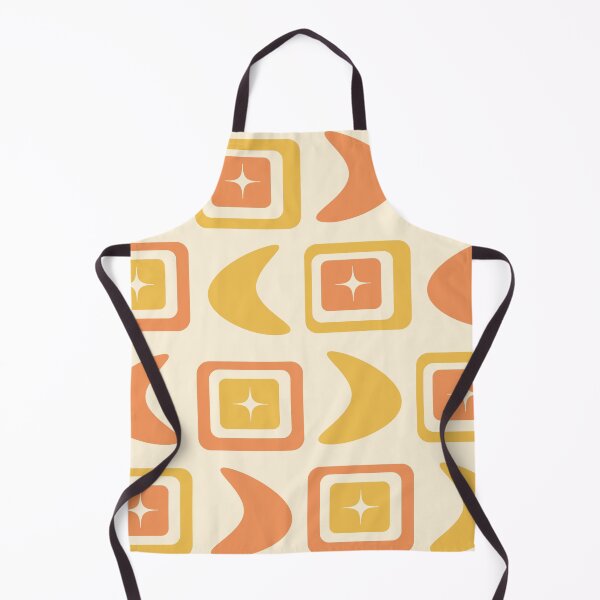 Item preview, Mid Century Modern vintage squares with boomerangs in coral and orange designed and sold by Yasminepatterns .