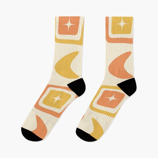Item preview, Mid Century Modern vintage squares with boomerangs in coral and orange  designed and sold by Yasminepatterns .