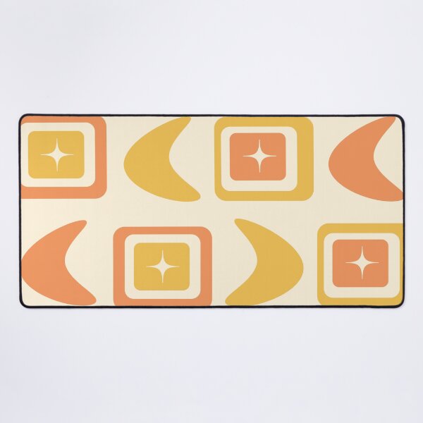 Item preview, Mid Century Modern vintage squares with boomerangs in coral and orange  designed and sold by Yasminepatterns .