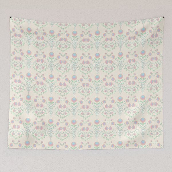 Item preview, Patrón floral folk pastel con corazones: diseño romántico cottagecore escandinavo designed and sold by mariacosadiella.