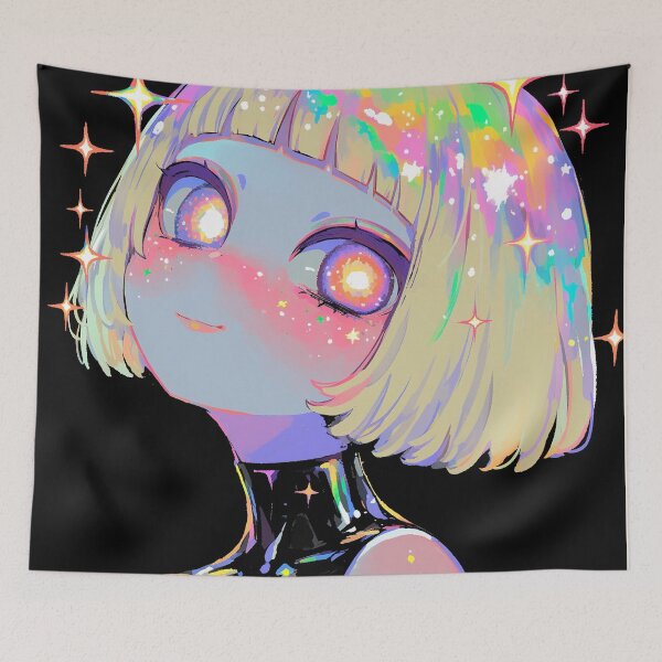 Item preview, Galaxy Anime Girl Rainbow Hair designed and sold by bubblegoth.