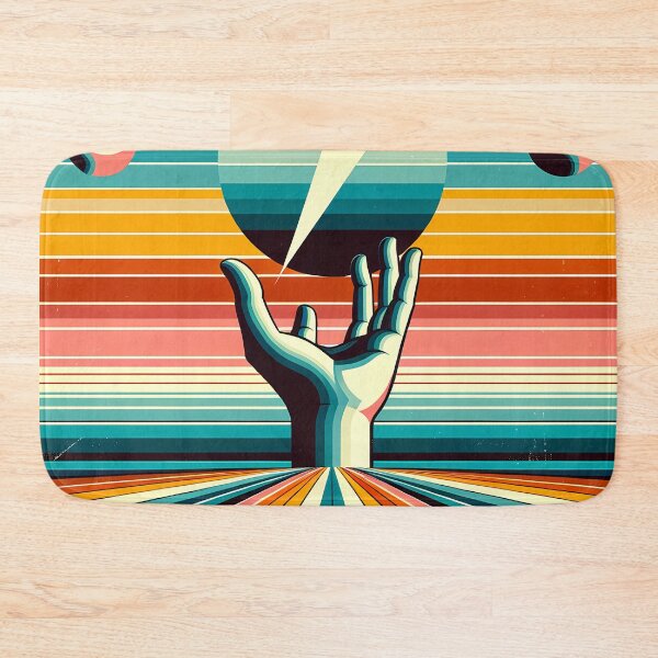 Item preview, Retro Lightning Bolt Over Hand and Striped Sun designed and sold by InkSmithery.