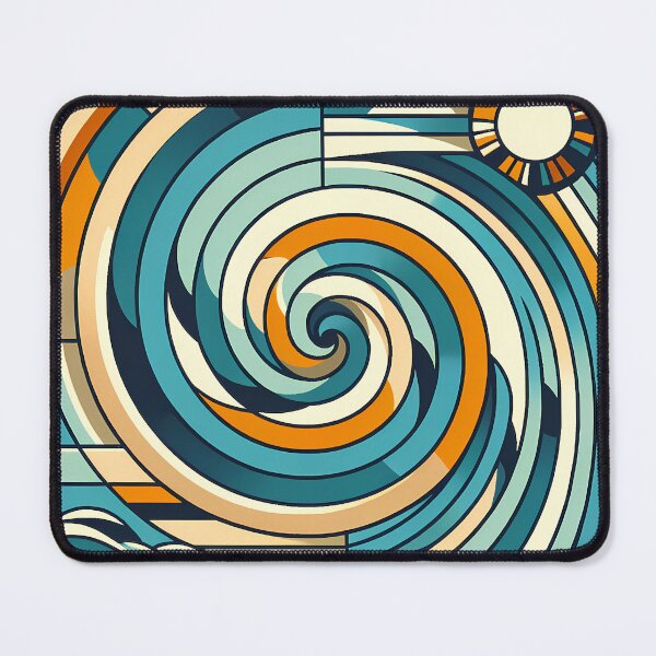 Item preview, Geometric Ocean Swirl with Sun and Clouds designed and sold by InkSmithery.