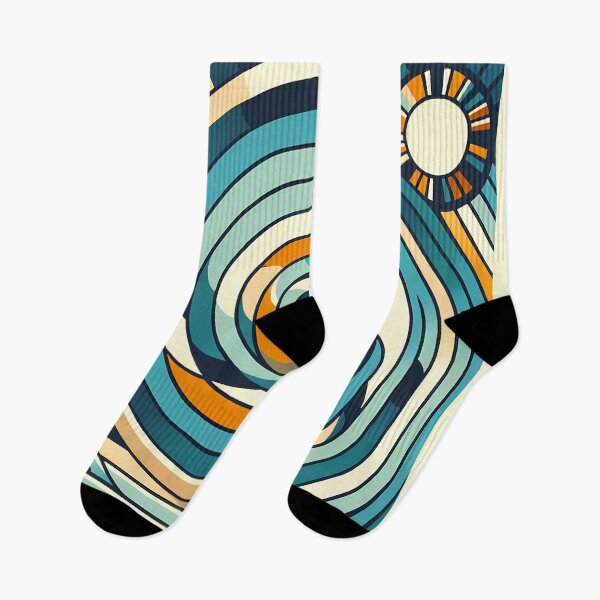Item preview, Geometric Ocean Swirl with Sun and Clouds designed and sold by InkSmithery.