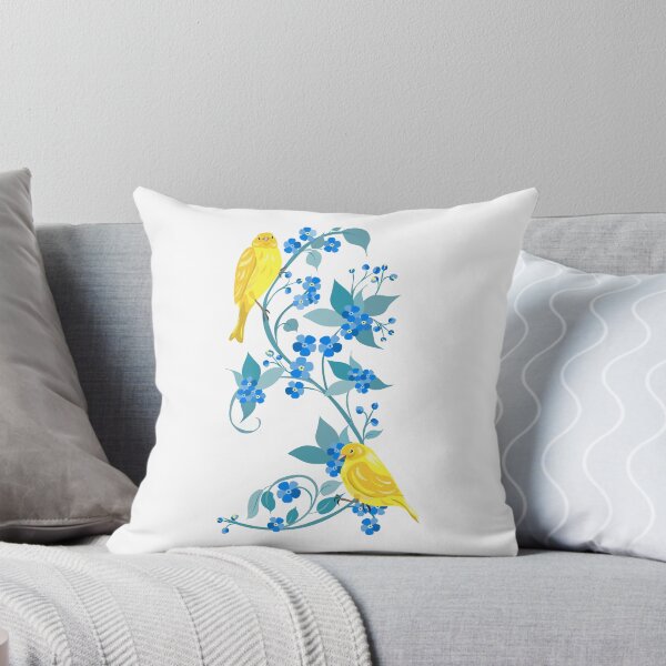 Item preview, Yellow birds on blue floral branches illustration designed and sold by olenapetol.