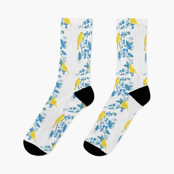 Item preview, Yellow birds on blue floral branches illustration designed and sold by olenapetol.