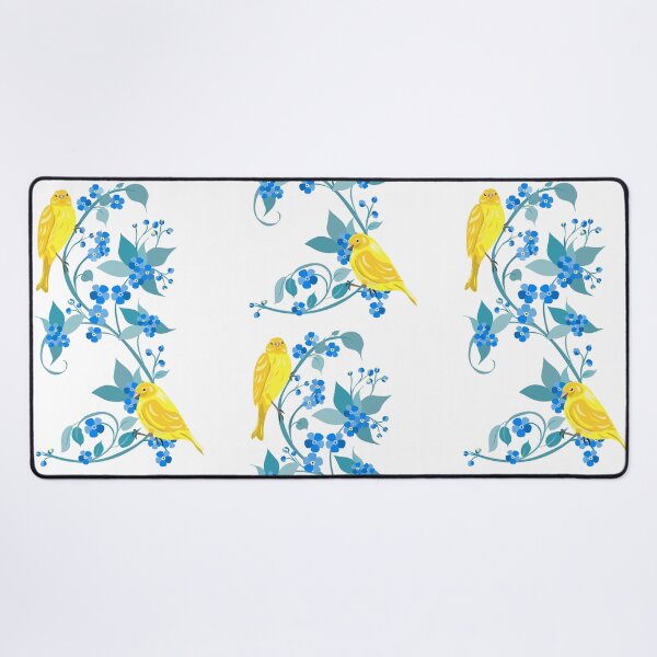 Item preview, Yellow birds on blue floral branches illustration designed and sold by olenapetol.