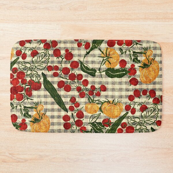 Item preview, Copy of Tomato Time - Heirloom Okra & Cherry Tomatoes on Vintage Gray Farmhouse Gingham designed and sold by LoveAlways-AEP.