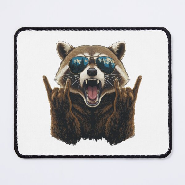 Item preview, Heavy Metal Raccoon Throwing Rock On Hand Signs designed and sold by TeeARTHY.