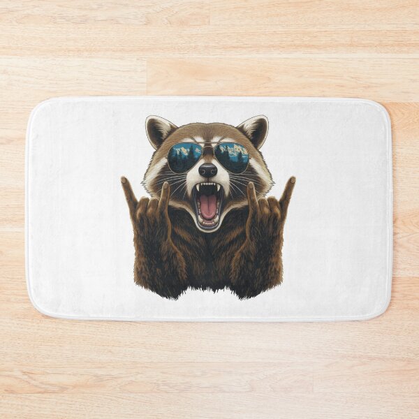 Item preview, Heavy Metal Raccoon Throwing Rock On Hand Signs designed and sold by TeeARTHY.