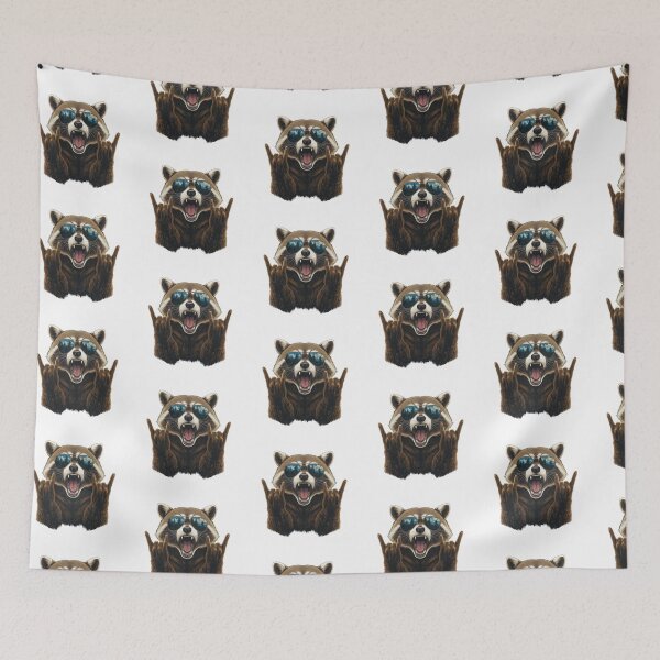 Item preview, Heavy Metal Raccoon Throwing Rock On Hand Signs designed and sold by TeeARTHY.