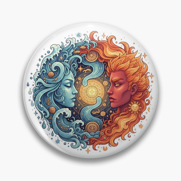 Item preview, Water and Fire Zodiac Harmony – Elemental Yin Yang Art designed and sold by EJWorlds.
