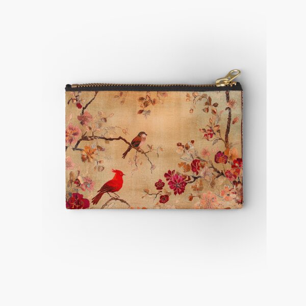 Item preview, Red Terracotta Silk Floral Wild Flowers Birdy Carpet designed and sold by GrinGalore.