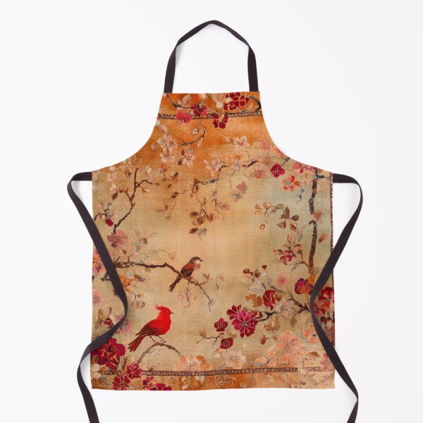 Item preview, Red Terracotta Silk Floral Wild Flowers Birdy Carpet designed and sold by GrinGalore.