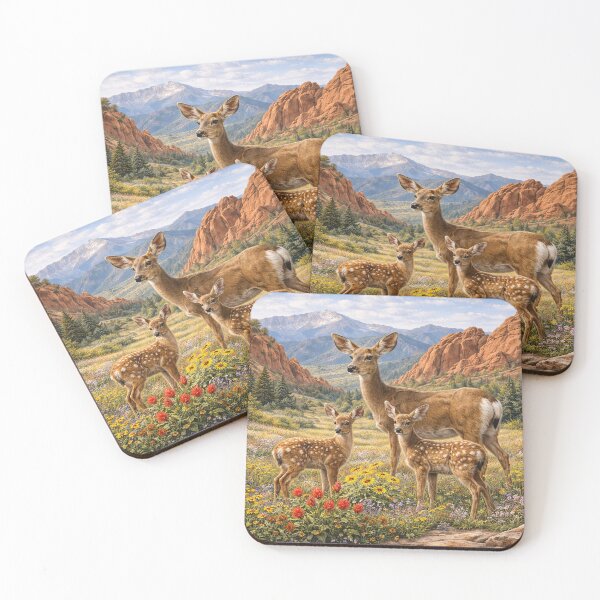 Item preview, Rocky Mountain Mule Deer Doe and Fawns  designed and sold by Wondersofwhimsy.
