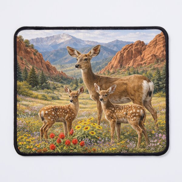 Item preview, Rocky Mountain Mule Deer Doe and Fawns designed and sold by Wondersofwhimsy.