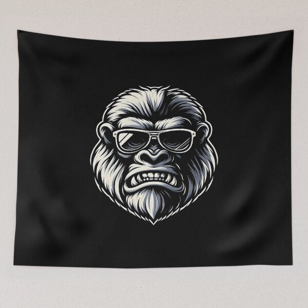 Item preview, Stylized gorilla head with glasses, showcasing a fierce expression and bold, detailed design. designed and sold by beast-net.