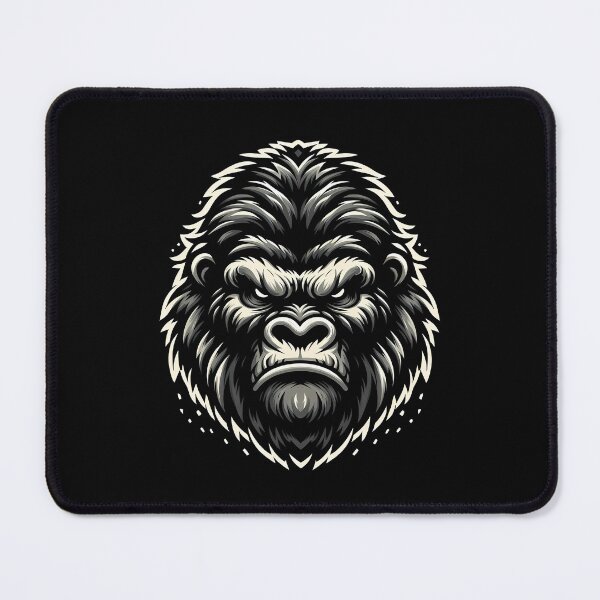 Item preview, Illustration of a fierce gorilla head with detailed fur and intense expression against a black background. designed and sold by beast-net.