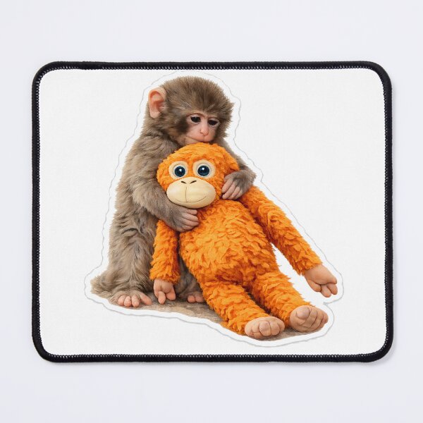 Item preview, Cute Monkey Hugging Plush Toy Sticker | Emotional Animal Art | Punch Monkey Inspired designed and sold by TheAllInStore.