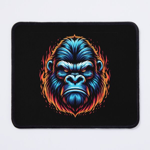 Item preview, Fierce blue gorilla illustration with fiery orange accents, conveying energy and strength. designed and sold by beast-net.