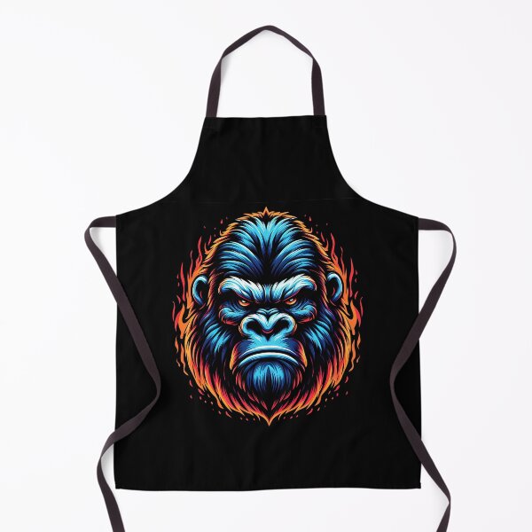 Item preview, Fierce blue gorilla illustration with fiery orange accents, conveying energy and strength. designed and sold by beast-net.