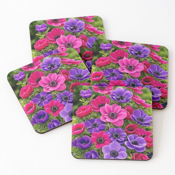 Artikelvorschau, Leuchtend pink und lila Anemone De Caen Feld entworfen und verkauft von Dreamy Armine Art.