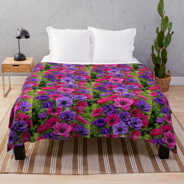 Item preview, Vibrant Pink and Purple Anemone De Caen Field designed and sold by Dreamy Armine Art.