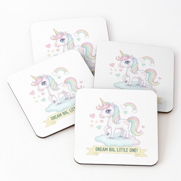 Item preview, Dream Big Little One Kawaii Unicorn Rainbow Magic Nursery Wall Art designed and sold by TshirtAlles .