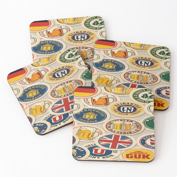 Item preview, Global Beermat Collage – Retro Pub Pattern Inspired by World Beer Cultures designed and sold by nigejohn.