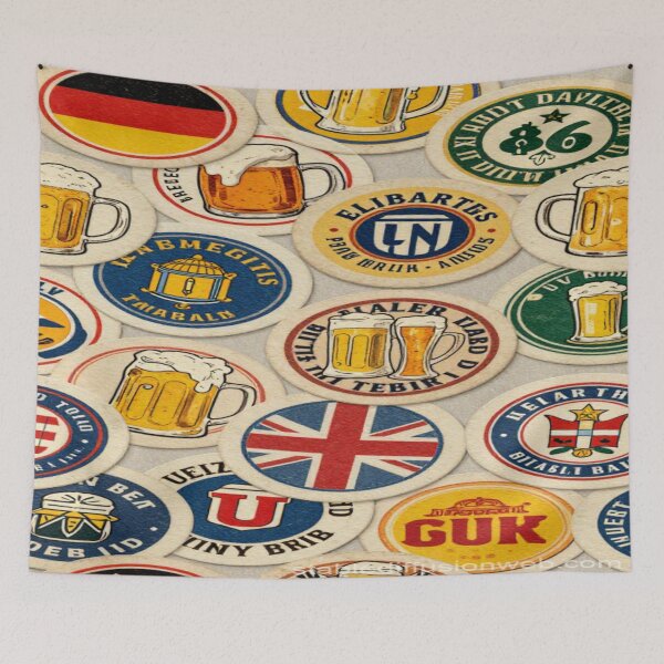 Item preview, Global Beermat Collage – Retro Pub Pattern Inspired by World Beer Cultures designed and sold by nigejohn.