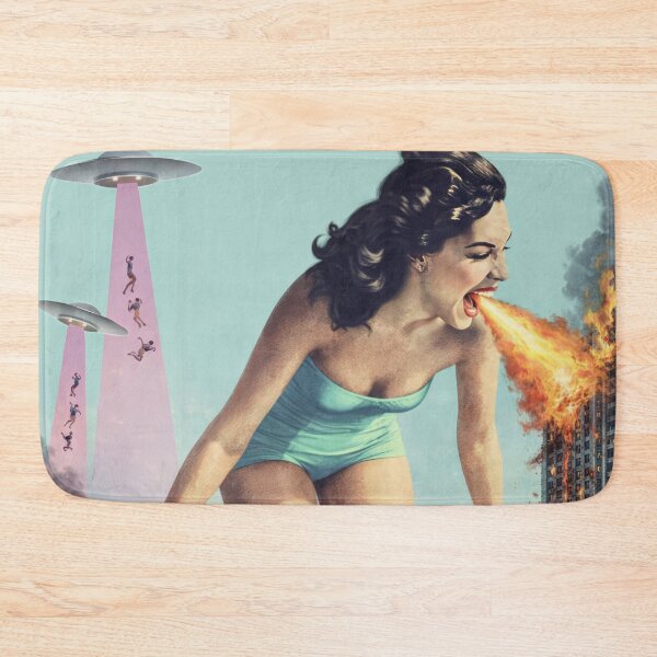 Item preview, Giant Woman UFO Alien Invasion Retro Sci-Fi Collage designed and sold by Cine8.