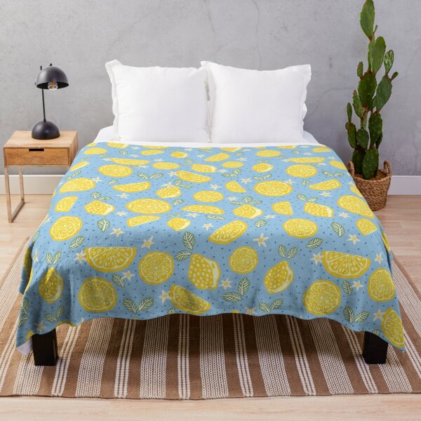 Item preview, Blue lemon summer picnic pattern designed and sold by Patternandflow.
