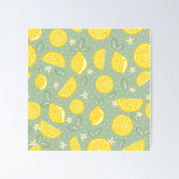 Item preview, Sage Green lemon summer picnic pattern  designed and sold by Patternandflow.