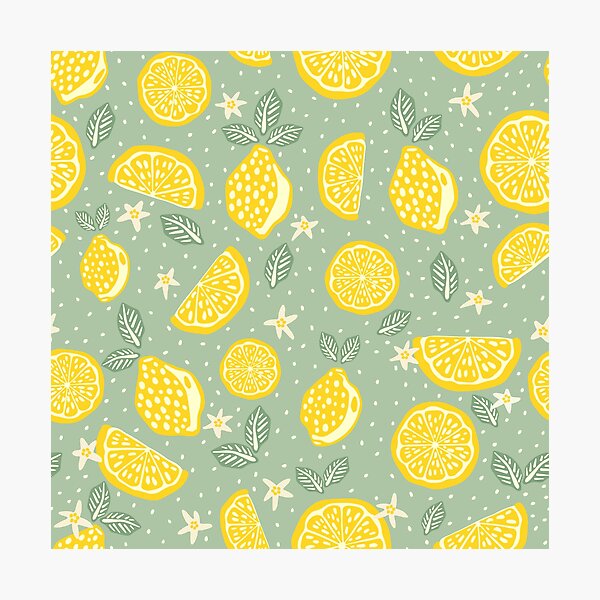 Item preview, Sage Green lemon summer picnic pattern  designed and sold by Patternandflow.