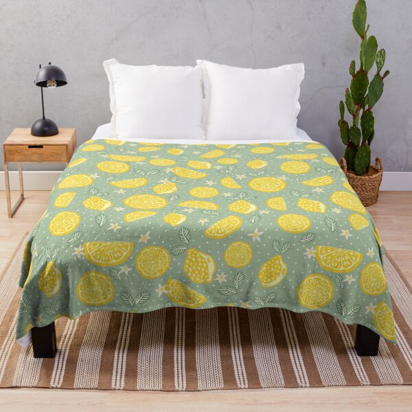 Item preview, Sage Green lemon summer picnic pattern designed and sold by Patternandflow.
