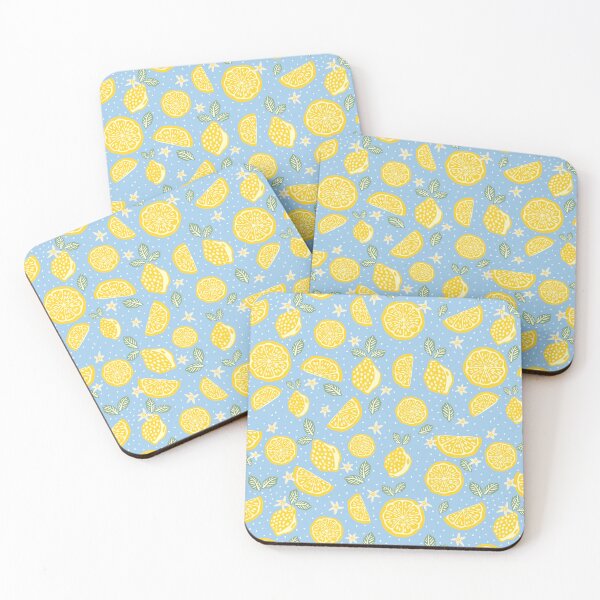 Item preview, Blue spot lemon summer picnic pattern  designed and sold by Patternandflow.