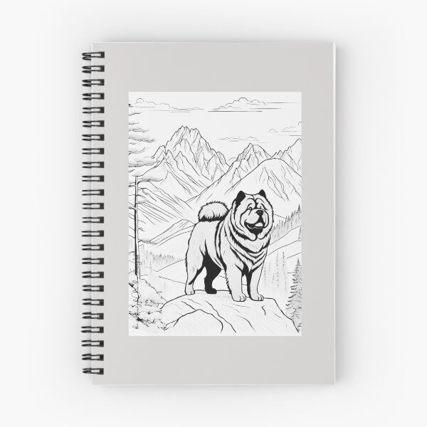 Item preview, Chow chow Line Art Illustration – Black and White Outline, chow chow in the mountains designed and sold by Coolparrotgirl.