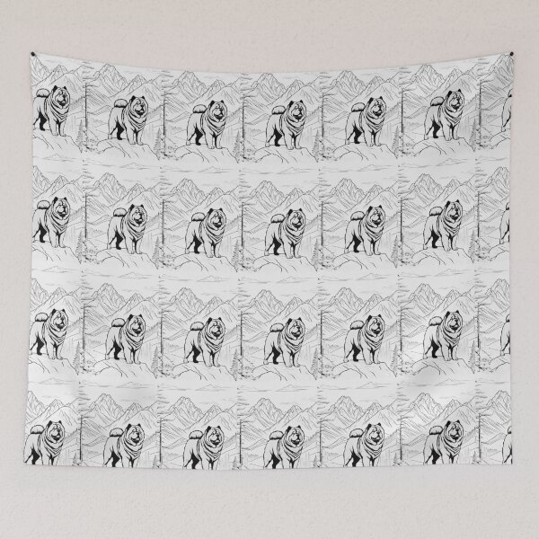 Item preview, Chow chow Line Art Illustration – Black and White Outline, chow chow in the mountains designed and sold by Coolparrotgirl.