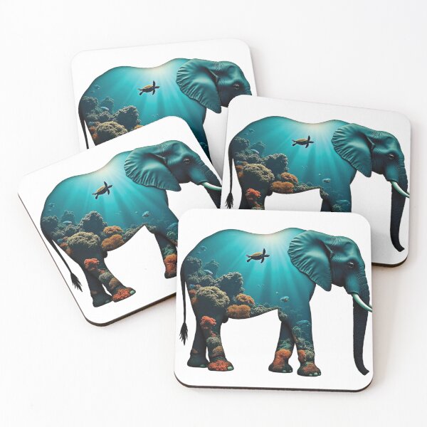 Item preview, Majestic Elephant Undersea Reef Double Exposure designed and sold by The Design Asset Station.