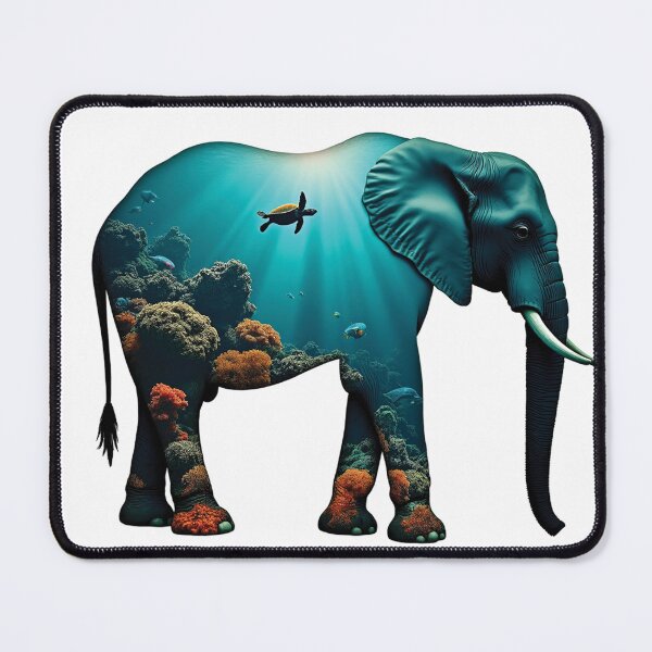 Item preview, Majestic Elephant Undersea Reef Double Exposure designed and sold by The Design Asset Station.