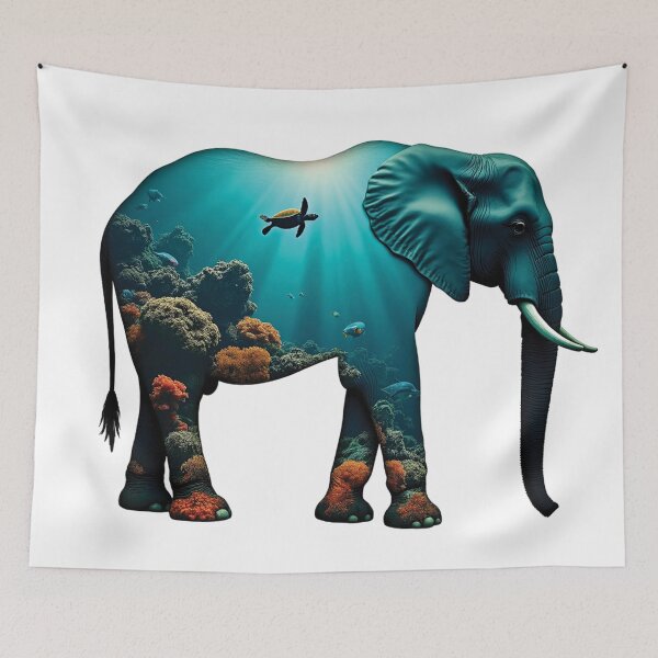 Item preview, Majestic Elephant Undersea Reef Double Exposure designed and sold by The Design Asset Station.