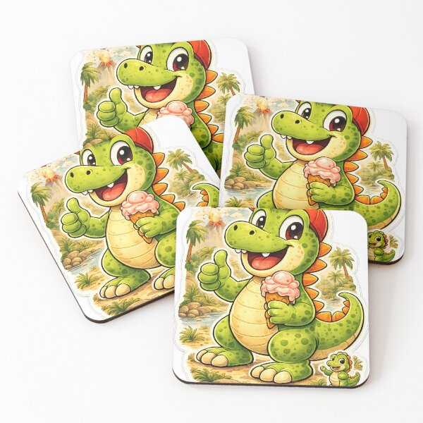 Item preview, Cute Ice Cream Dinosaur Sticker | Kawaii Tropical Dino Cartoon Art designed and sold by Avixora.