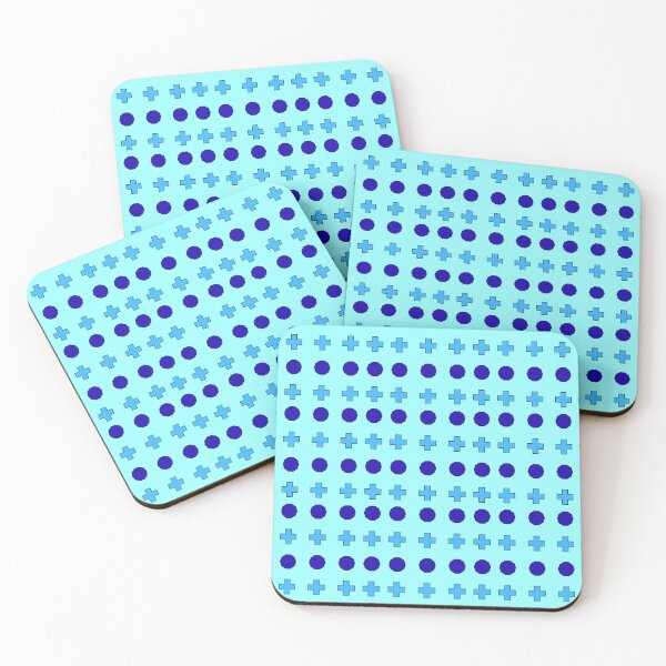 Item preview, Dark Blue Decagons and Light Blue Crosses on Cyan background pattern designed and sold by fev-rocks.