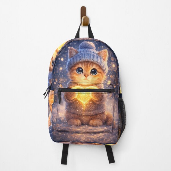 Item preview, Cozy Orange Kitten Holding a Glowing Heart in the Snow designed and sold by Dreamy Armine Art.