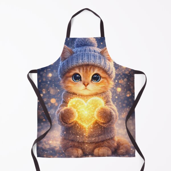 Item preview, Cozy Orange Kitten Holding a Glowing Heart in the Snow designed and sold by Dreamy Armine Art.