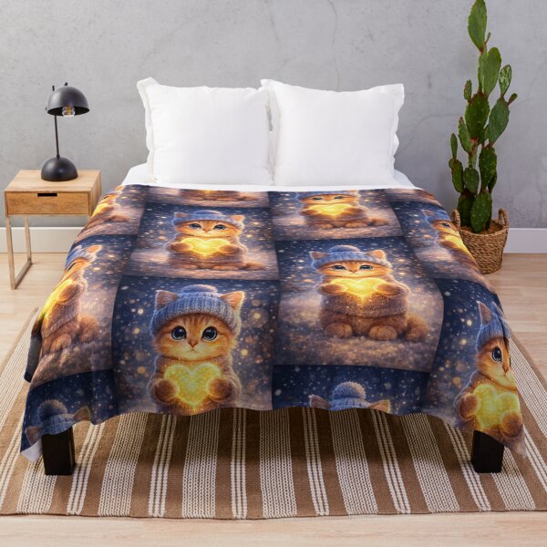 Item preview, Cozy Orange Kitten Holding a Glowing Heart in the Snow designed and sold by Dreamy Armine Art.