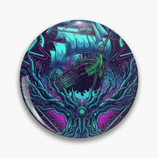 Item preview,  Cyberpunk Fantasy Ship – Neon Pirate Emblem & Arcane Tech Tree designed and sold by Dzblack.