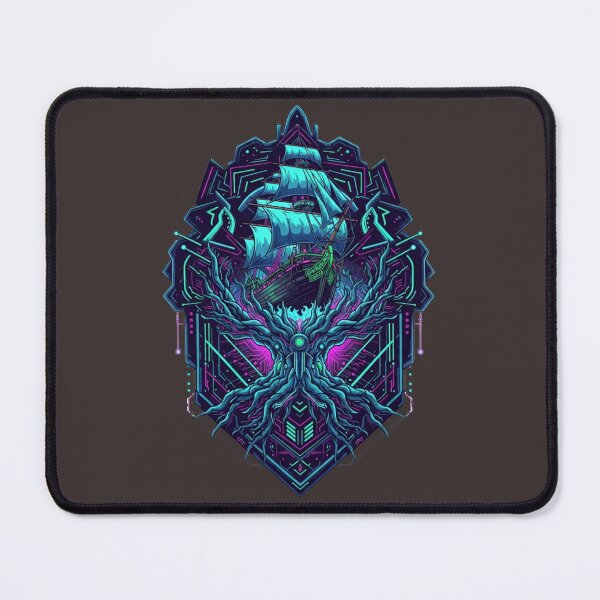 Item preview,  Cyberpunk Fantasy Ship – Neon Pirate Emblem & Arcane Tech Tree designed and sold by Dzblack.